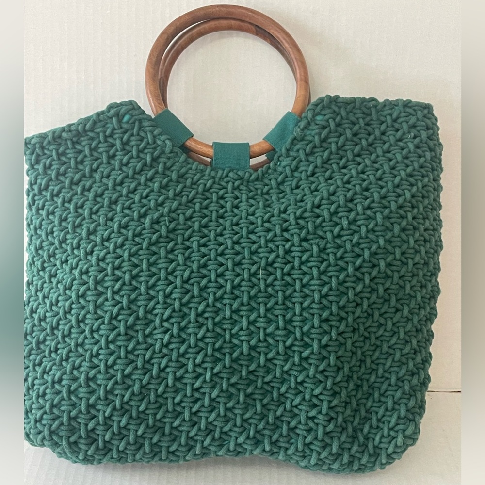 Circus by Sam Edelman Green Tote Bag with Wooden Handles